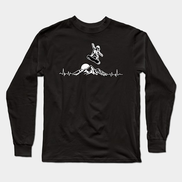 Snowboarder Heartbeat Snowboarding Heart Mountain Long Sleeve T-Shirt by theperfectpresents